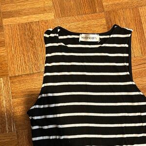 Striped rib knit midi dress